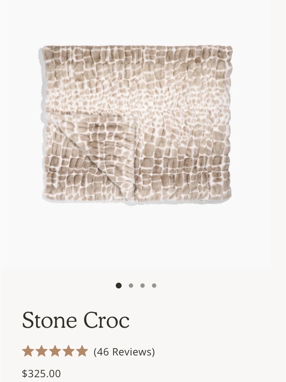 Lola Blankets x Pookie Stone Croc Plush Throw Blanket - Taupe - Picture 3 of 6